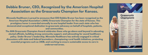 Minneola Healthcare CEO Debbie Bruner Named American Hospital Association Grassroots Champion for Kansas